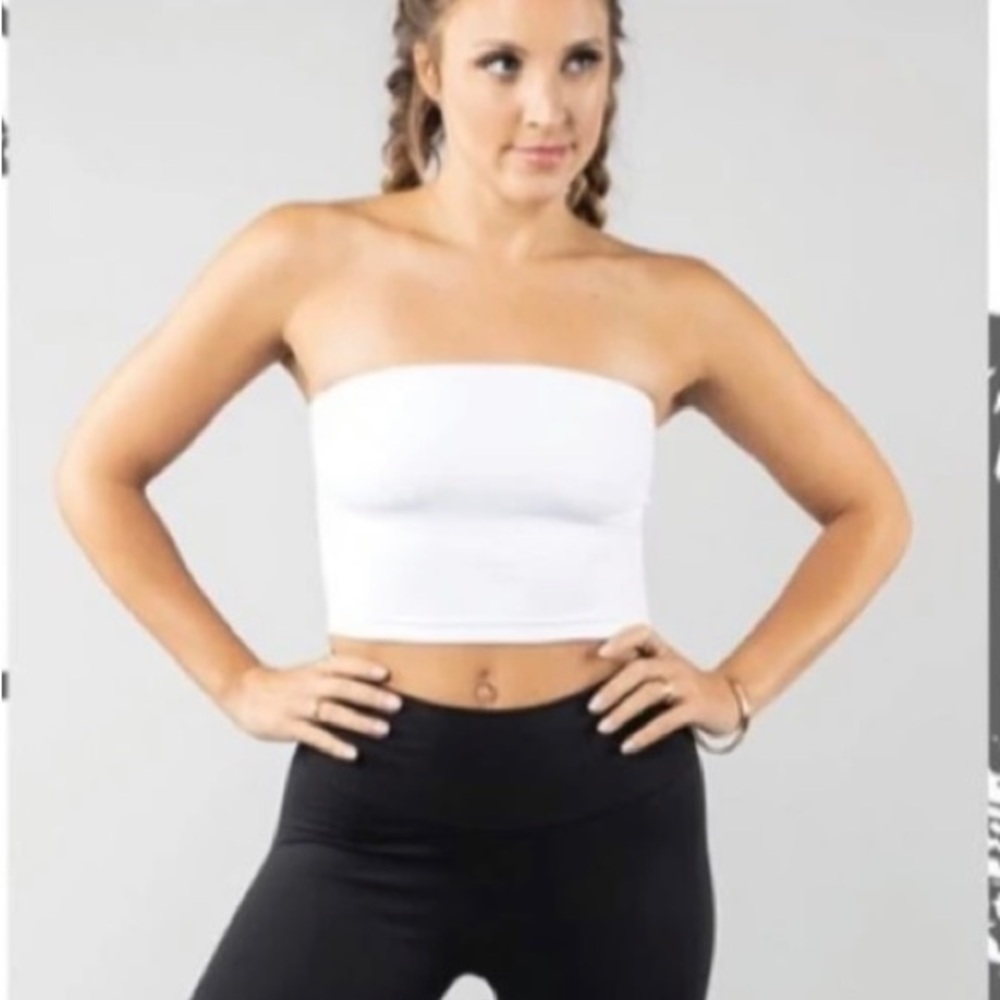 White Strapless Bandeau Top